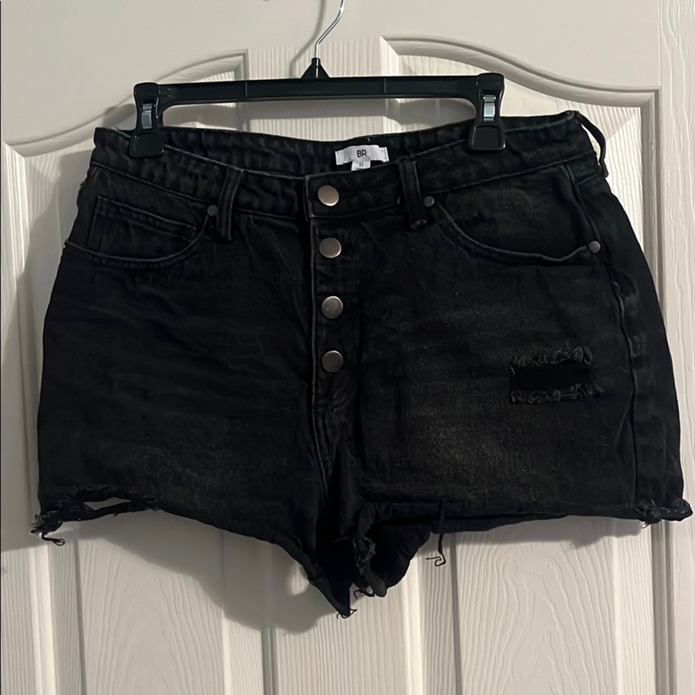 bp Black Jean Shorts High-Waisted Distressed